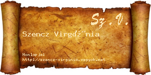 Szencz Virgínia névjegykártya